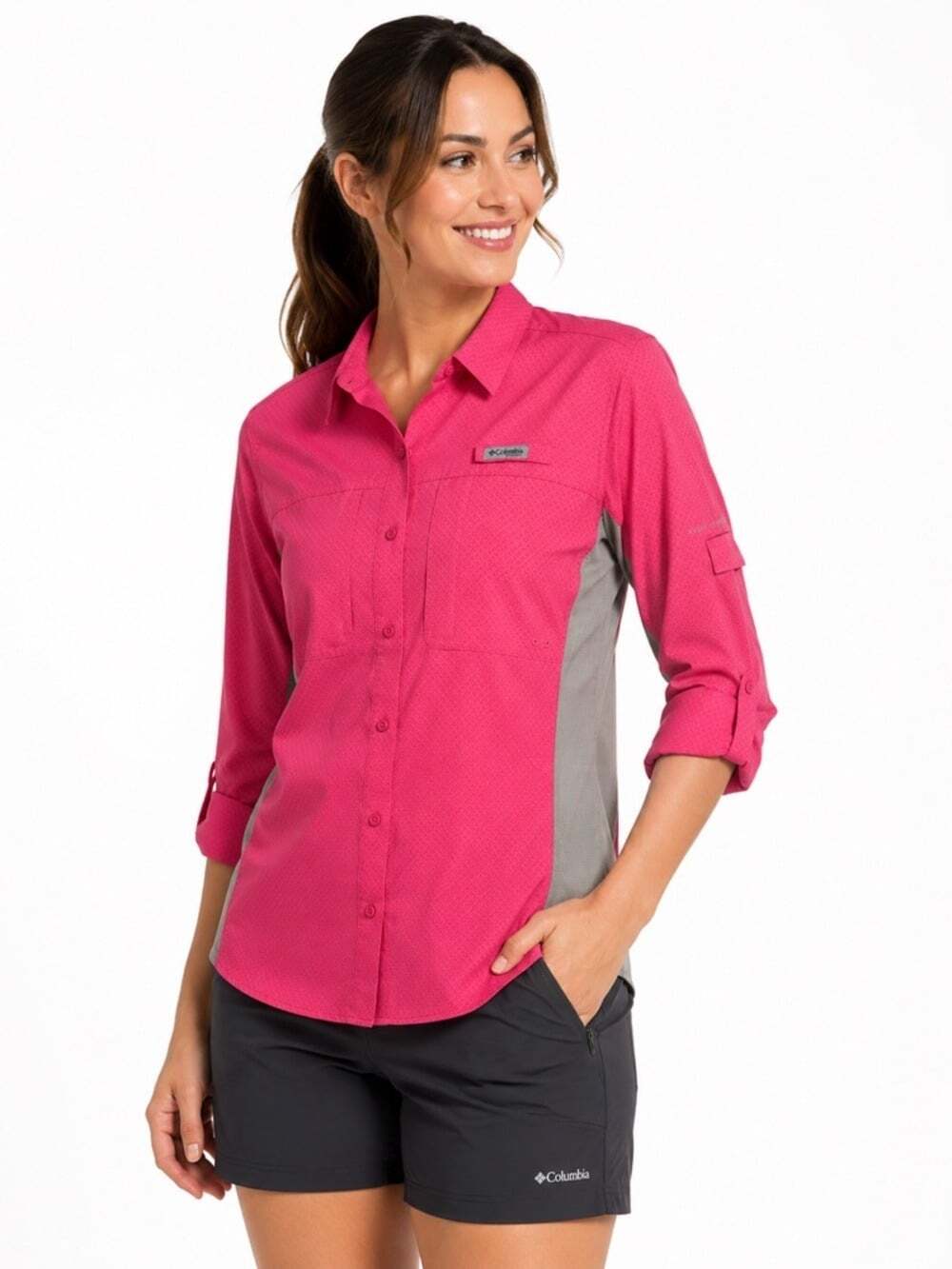 Columbia Ultimate Catch Zero II Shirt Size L Pink Long Sleeve Fishing Outdoor
